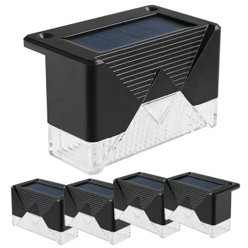 LED Solar Garden & Stair Lights, 4 Pcs, IP65, Black