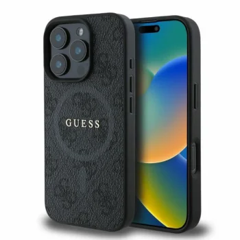 Guess 4G Ring Classic Logo MagSafe vāciņš iPhone 16 Pro Max, Melns