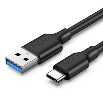 Ugreen US184 USB-A 3.0 uz USB-C kabelis, 3A, 1m, Melns