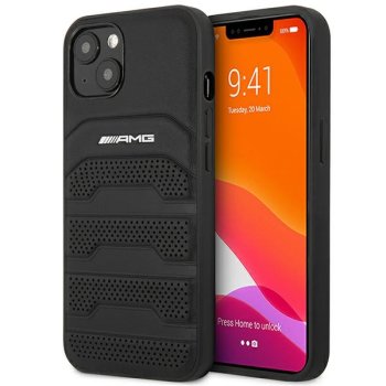 AMG AMHCP14SGSEBK iPhone 14 6,1" melns / cietais futrālis Āda ar reljefām un svītrām | 6.1 "black black...