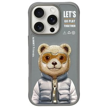 Nimmy Cool&Cute 2.0 Bear vāciņš iPhone 16 Pro Max - Pelēks | Phone Case Cover Gray