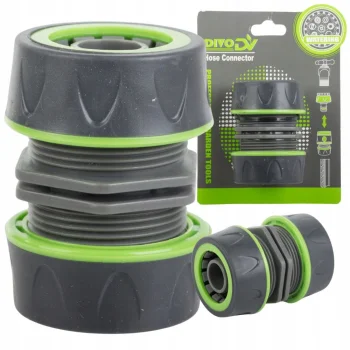 Dārza šļūtenes savienotājs DIVODV 3/4", ABS + gumija, Zaļš/Melns