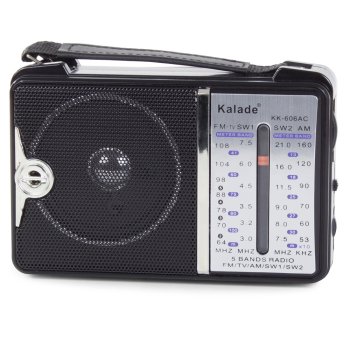 Pārnēsājams retro radio ar FM AM SW, tīkla un bateriju barošana, melns