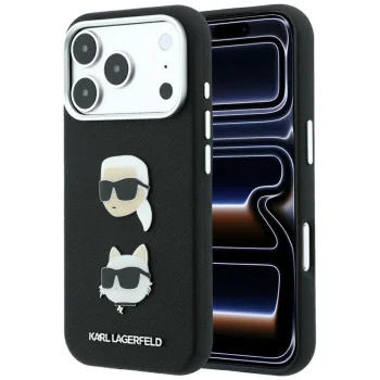 Чехол Karl Lagerfeld Saffiano для iPhone 18 Pro / 17 Pro, Karl & Choupette, черный