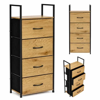Kumode ar 4 auduma atvilktnēm ModernHome, 40.5 x 24 x 101.5 cm