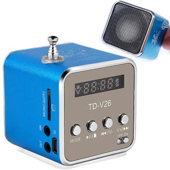 Bezvadu Bluetooth Skaļrunis ar FM Radio, USB, microSD un Iebūvētu Akumulatoru, Zila | Wireless Bluetooth Speaker...