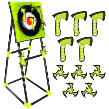 Silikona šautriņu mērķis ar cirvjiem un zvaigznītēm, XXL komplekts ar statīvu