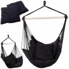 Brazilian Hanging Garden Hammock-Chair with Wooden Frame and Cushions, Black
