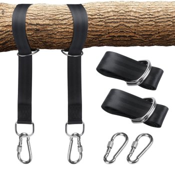 Durable hammock and swing hanging straps, black