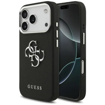 Чехол Guess Grained Big 4G Classic Logo для iPhone 17 Pro - черный