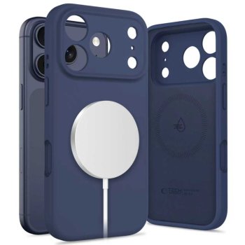 Tech-Protect silikona MagSafe maciņš iPhone 17 Pro Max tālrunim – tumši zils | Phone Case Cover