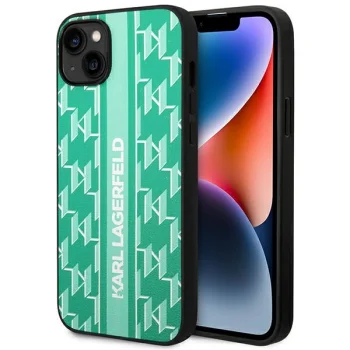 Karl Lagerfeld Monogram Stripe vāciņš iPhone 14 Plus, zaļš