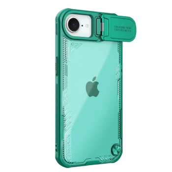 Nillkin Iceblade Prop vāciņš iPhone 16e / 17e ar kameras vāciņu un statīvu, zaļš