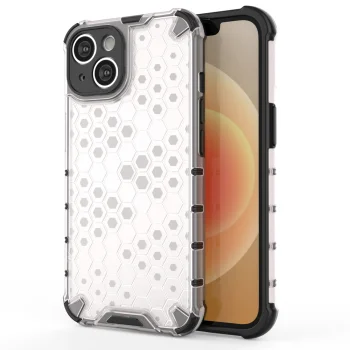 Гибридный чехол для iPhone 14 Plus Honeycomb противоударный, прозрачный