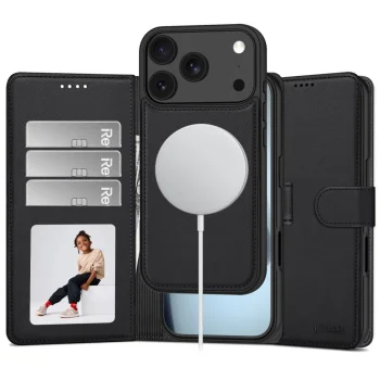 Чехол-книжка Tech-Protect Wallet MagSafe для iPhone 17 Pro / 18 Pro, матовый черный