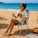 Folding Tourist and Beach Chair with Armrests