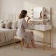 Makeup Vanity with 3-Color LED Lights and Mirror ModernHome, White