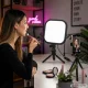Kvadrātveida LED lampa video un grimam, 2500K-7500K, 15W, USB, melna