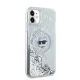 Karl Lagerfeld Liquid Glitter Choupette Head MagSafe vāciņš iPhone 11 / Xr, caurspīdīgs