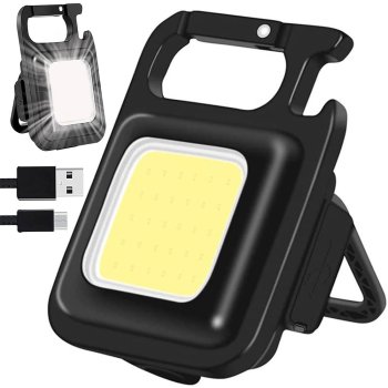 Rechargeable COB LED Keychain Light with Magnet and Bottle Opener