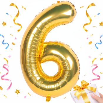 Foil Balloon Number 6 Birthday Party Decoration 66cm, Gold