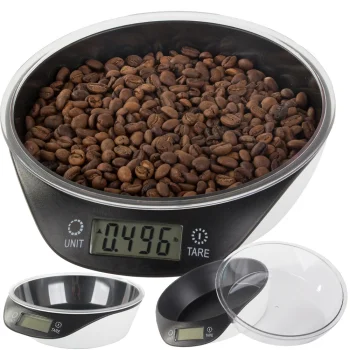 Digital Kitchen Scale with Removable Bowl 5kg/1g, Precise Food Scale, Black and White