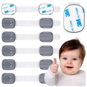 Детские замки на шкафы и ящики Ricokids 798101, 6 шт, серые