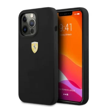 Чехол Ferrari для iPhone 13 / 13 Pro Silicone Metal Logo MagSafe, черный