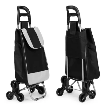 ModernHome 25L Shopping Trolley with 6 Wheels, Metal Frame, Black