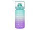 Motīvējoša ūdens pudele ar salmiņu 2000 ml, zili violeta