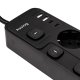 Huslog pagarinātājs ar 5 slēdžiem, 4 Schuko ligzdas, 4 USB porti, 1.5m, melns