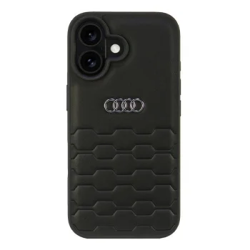 Telefona vāciņš Audi Synthetic Leather priekš iPhone 16 6.1", melns