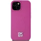 DKNY Leather Pattern Metal Logo MagSafe vāciņš iPhone 15 / 14 / 13, Rozā