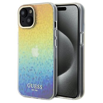 Guess iPhone 13 / 14 / 15 vāciņš IML Faceted Mirror Disco Iridescent, daudzkrāsains