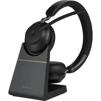 Jabra Evolve2 65 UC Stereo USB-A austiņas ar uzlādes staciju, melnas