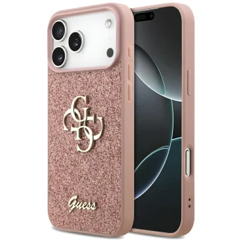 Чехол Guess Fixed Glitter Big 4G для iPhone 17 Pro Max розовый