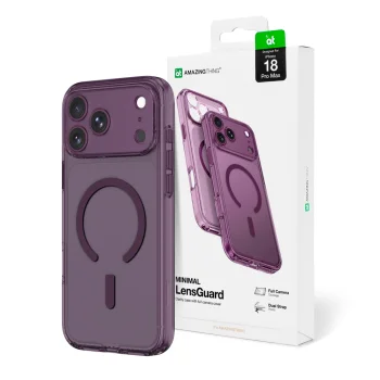 Чехол AmazingThing Minimal Mag Lens для iPhone 18 Pro Max с защитой камеры, фиолетовый