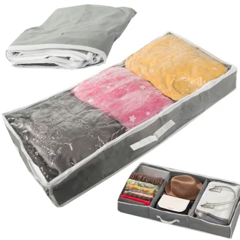 Large Underbed Storage Bag Organizer for Shoes and Bedding, Zippered, 90x42x14 cm, Grey