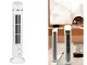 Kompakts bezlāpstiņu kolonnveida ventilators ar LED lampu, USB, balts