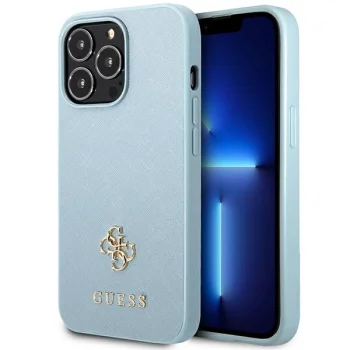 Guess Saffiano 4G Small Metal Logo vāciņš iPhone 13 Pro Max - zils