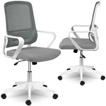 Ergonomisks biroja krēsls Sofotel Wizo ar tīkla atzveltni, pelēkbalts