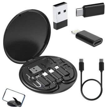 Adapteru komplekts 5-in-1 USB-C Micro USB Lightning ar SIM rīku maciņā
