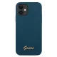 Guess iPhone 12 mini Case Silicone Vintage Gold Logo, Blue
