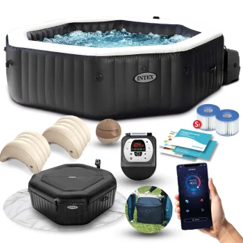 Intex 28458 piepūšamais SPA baseins ar hidromasāžu, 4 personām, 180x71 cm, melns