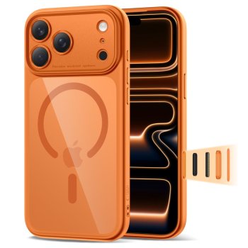 Tech-Protect Magpeak MagSafe CC maciņš iPhone 17 Pro Max — caurspīdīgi oranžs | Phone Case Cover