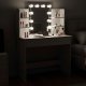 Makeup Vanity Table with LED Lighted Mirror 2 Drawers and Shelves ModernHome