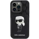 Apple iPhone 15 Pro Max 6.7\" Karl Lagerfeld Saffiano Cardslots and Stand Monogram Ikonik Patch Case Cover, Black |...