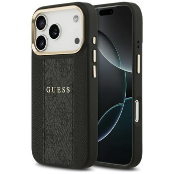 Guess iPhone 17 Pro Case 4G PU Stripe MagSafe, Black