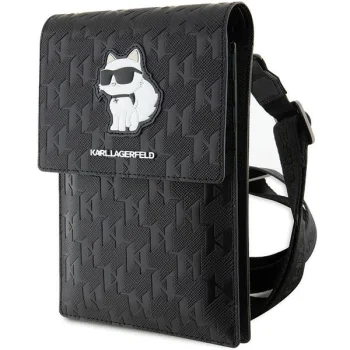 Сумка для телефона Karl Lagerfeld Saffiano Monogram Choupette, черная
