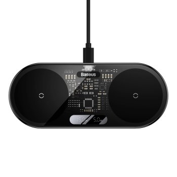 Baseus Digital LED Display dual wireless charger with digital display 20W black (WXSX010101)